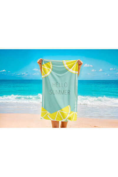 OZG DESİGN HELLO SUMMER BASKILI PLAJ HAVLUSU