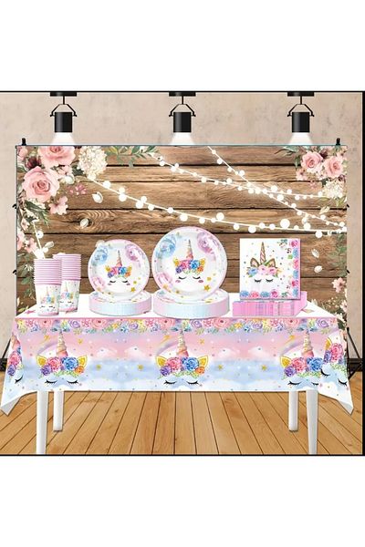 Store Σετ πάρτι και γενεθλίων με θέμα το Unicorn - 81 τεμάχια