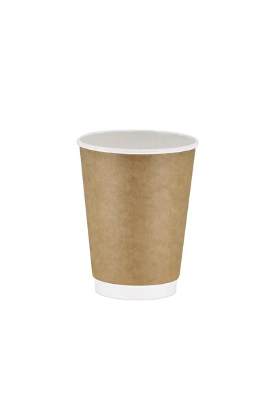 BENCUP Double Wall Kraft Paperboard Cups Set 14oz 25Pcs - Black Lid