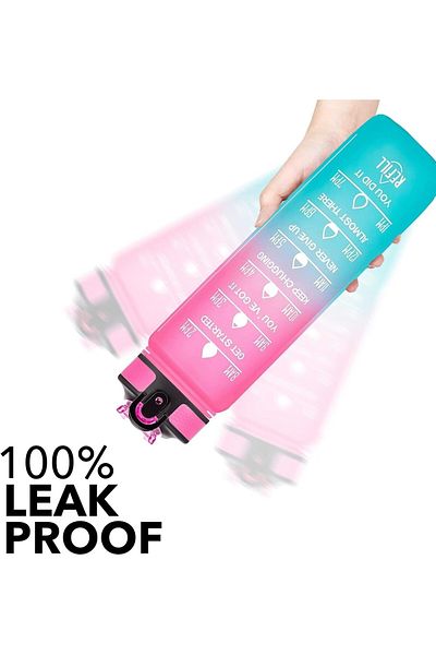 Generic SKY-TOUCH 1L Sports Water Bottle : Motivational Water Bottle with Time Marker and Straw Leakproof W