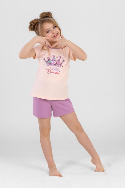 BAYKAR Pjamas for Girls: Cotton, Bicycle, Prince's Crown and Short Sleeve, 9241 Lilac