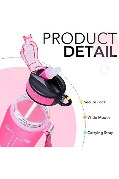 SKY TOUCH SKY-TOUCH 1L Sports Water Bottle: Motivational Water Bottle with Time Marker and Straw Leakproof Wat