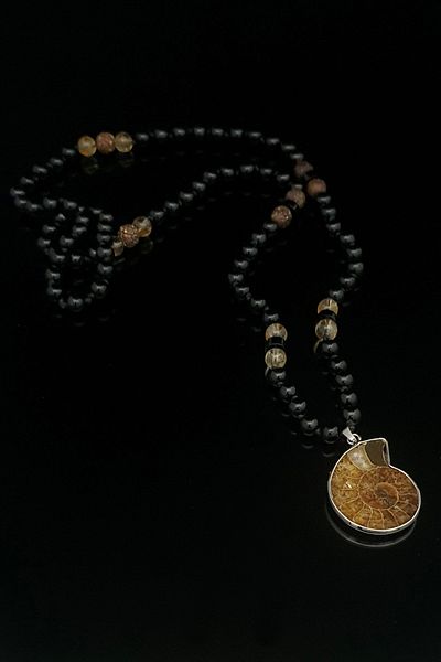 Seven Art Jewelry Natural Stone Necklace, Agate, Citrine Stone and Tibetan Agate Fossil Tip Bohemian Necklace
