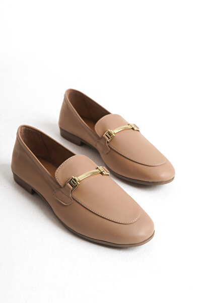 ERNİLA Γυναικείες μπαλαρίνες με αγκράφα από γνήσιο δέρμα LUNA Mink