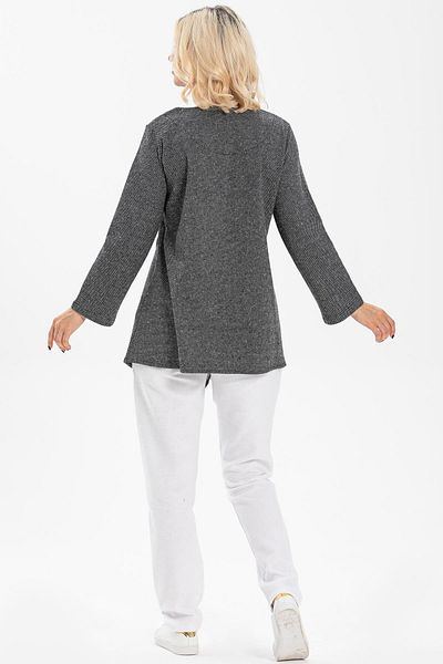 Eliş Şile Bezi Long Sleeve Adile Interlock Autumn And Winter Tunic Gray Gray