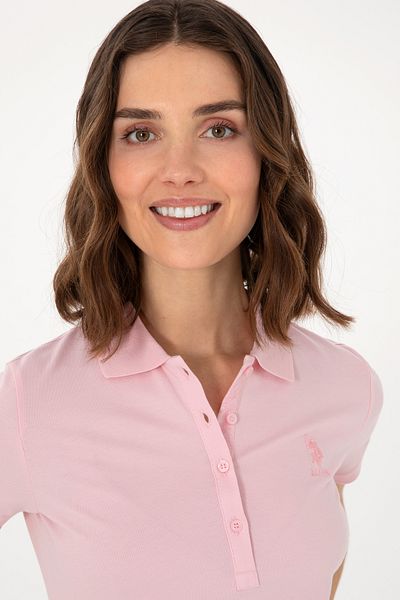 U.S. Polo Assn. Γυναικείο ανοιχτό ροζ Basic Polo Neck T-shirt 50300896-vr078