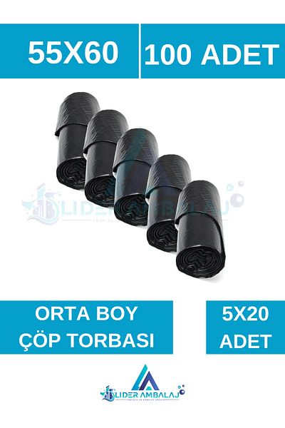 Lider Garbage Bag Medium Size 20 Pieces 5 Roll Thick 55x60 Garbage Bag