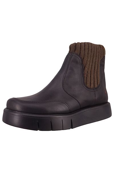 ART Damen Elegante Stiefelette Malaga gefüttert 1348 Schwarz Black-Khaki Leder