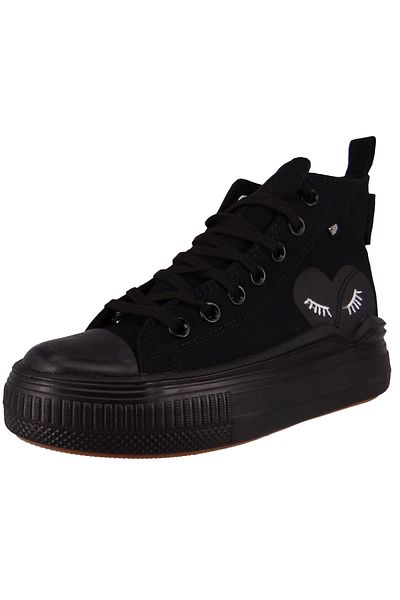 British Knights Damen High Sneaker Kaya Flow Mid High Top B52-3727 Schwarz 02 black/black heart/black Textil