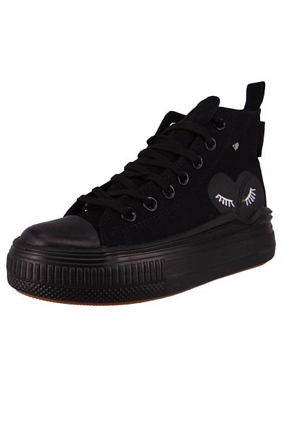 British Knights Damen High Sneaker Kaya Flow Mid High Top B52-3727 Schwarz 02 black/black heart/black Textil