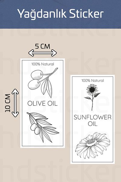 hdsticker Washable 2 Pieces Oil Pot - Oil Pot - Olive Oil - Sunflower Oil Bottle Sticker Label P2