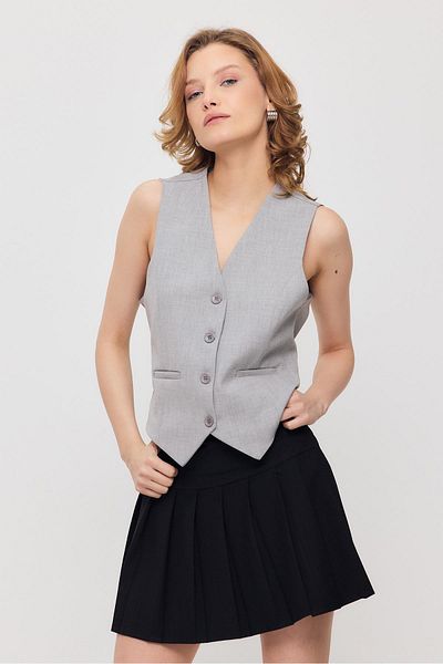 Rays 3953 Waist Belt Detail Vest Light Gray