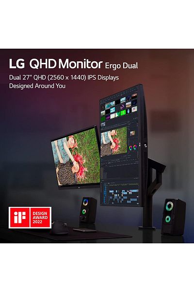LG 27" 27QP88D-BS Dual Ergo Monitor with QHD IPS 5ms 75Hz Display