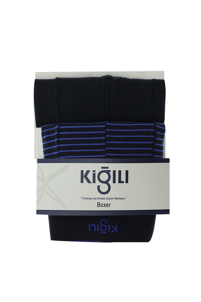 Kiğılı 2 Pack Striped Single Jersey Boxers - 8683841287162