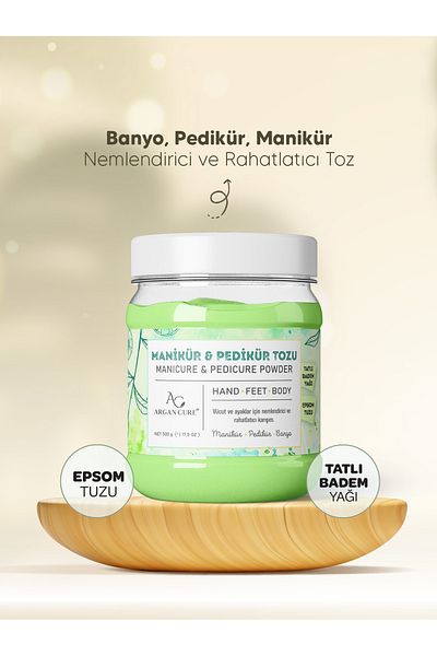 Biowhitening Argan Cure Pedicure & Manicure Powder, Epsom Salt Bath Powder Green 500Gr.