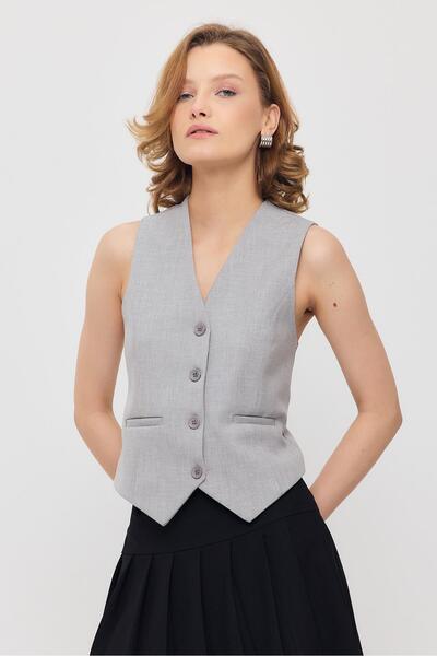 Rays 3953 Waist Belt Detail Vest Light Gray