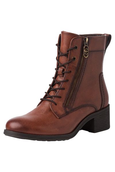 Tamaris Damen Sportliche Stiefelette 1-25130-43 Braun 305 Cognac Leder mit TOUCH-IT