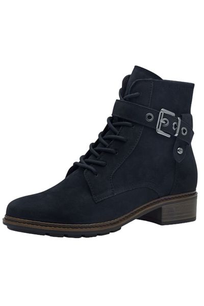 Tamaris Damen Sportliche Stiefelette 1-25265-43 Blau 827 Navy Nubuc Leder/Synthetik mit TOUCH-IT
