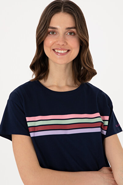 U.S. Polo Assn. Γυναικείο μπλουζάκι με λαιμόκοψη σε μπλε ναυτικό 50308639-VR033