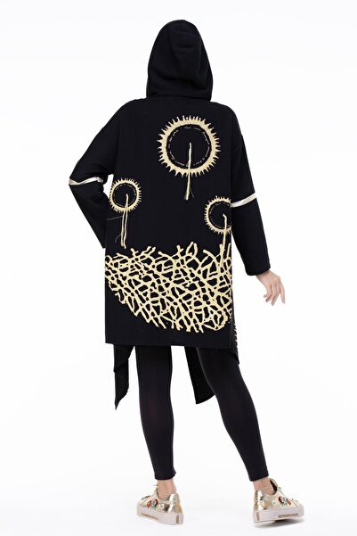 Eliş Şile Bezi Long Sleeve Efsun Flannel Autumn and Winter Coat Black Syh