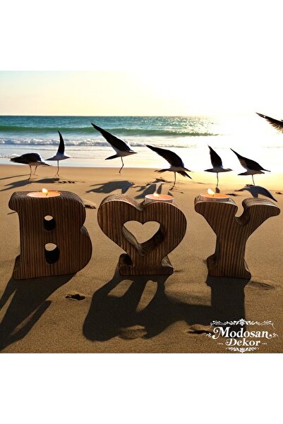 Ahşap Cnc Kesim Eskitme Kişiye Özel Harf Mumluk