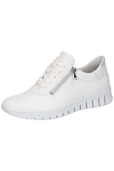 Waldläufer Damen Low Sneaker H-Birdy 916001-303 Weiß 663 weiß silber Leder mit EVA & herausnehmbar