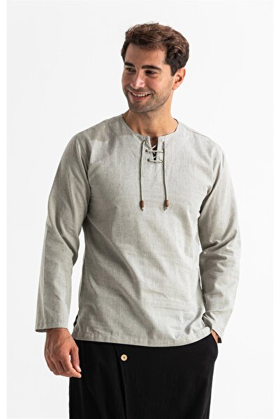 Eliş Şile Bezi Ανδρικό καλοκαιρινό μπλουζάκι με μακρυμάνικο ύφασμα Sile, Stone 3031