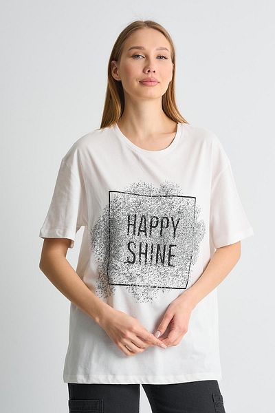 ALEXANDERGARDI Glitter Embroidered Printed Crew Neck Women's T-Shirt