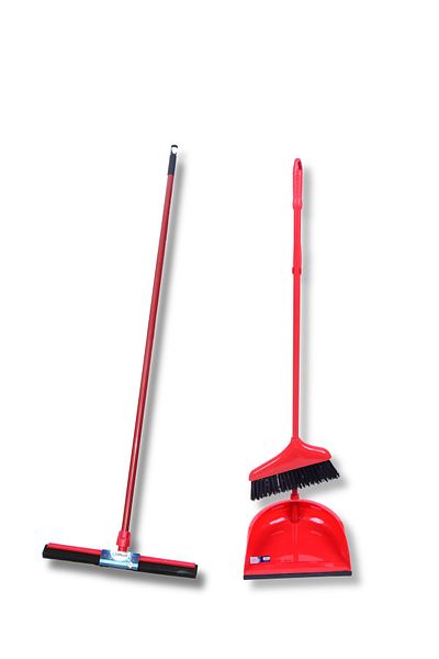 Cepillo Complete Cleaning Set: Long Handle Dustpan, Broom Brush, and Floor Wiper 45cm - Set Of 2