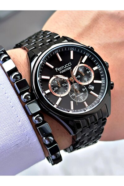 Ferrucci FERRUCCİ FUNCTION SİYAH KADRANLI SİYAH METAL ERKEK KOL SAATİ
