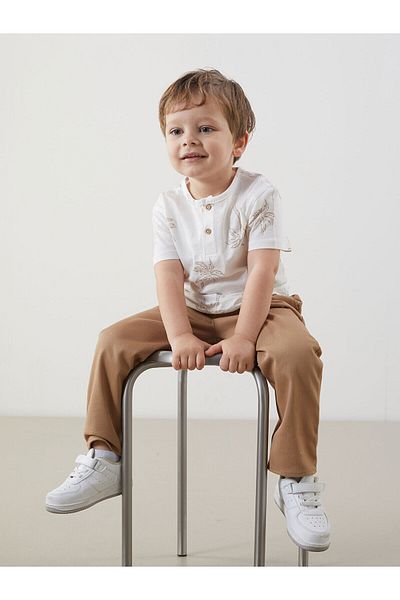 LC Waikiki Crew Neck Printed Baby Boy T-Shirt and Pants 2-Piece Set