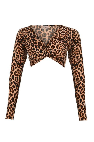 La Sarta Mykonos Leopard Print Crop Top