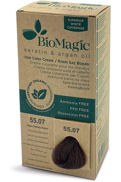 BIOMAGIC صبغة شعر دائمة من بيوماجيك، 60 مل - 55/07 بني شوكولاتة مكثف