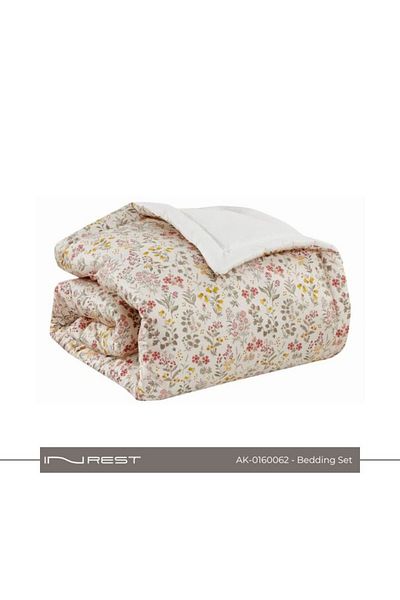 INREST Beige Floral Bedding Set 6 Piece Bedding Set - 100% Cotton - King Size (230 x 250 cm)
