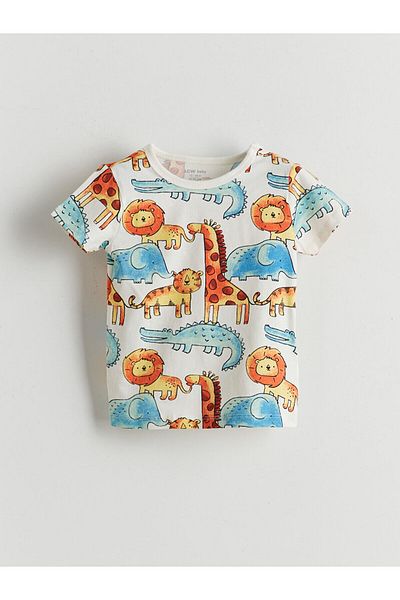LC Waikiki Crew Neck Printed Baby Boy Shorts Pajama Set