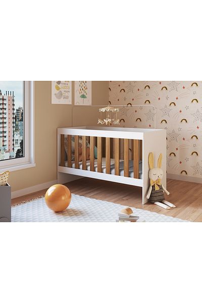 Art In Móveis Modern children's bed for children's bedrooms and home, white and brown color, 132.6*74.9*63