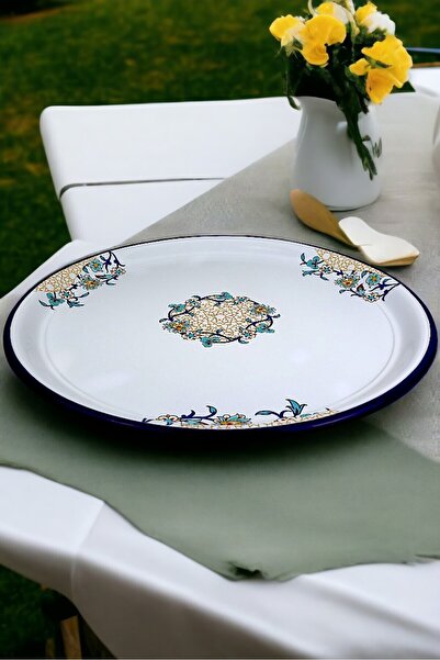 İnci Emaye 70 No Emaye Sini Sofra, Yemek Sunum Tepsi, Yer Sofrası Çinko ~68 Cm