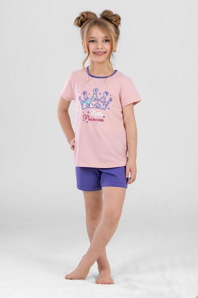 BAYKAR Purple Girl's Bicycle Collar - Prince's Crown Printed Pajama Set 9241