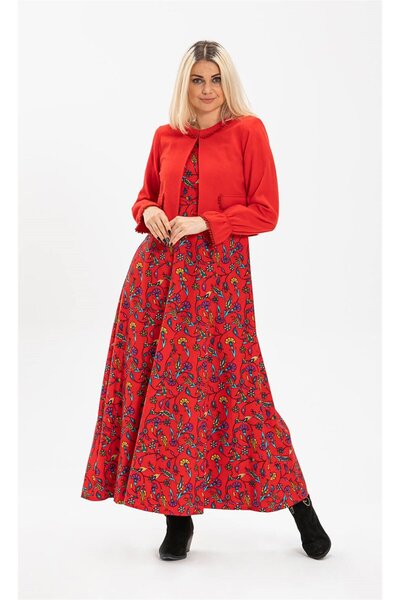 Eliş Şile Bezi Αμάνικο Selen Flannel Μακρύ Φθινοπωρινό και Χειμερινό Φόρεμα Π...