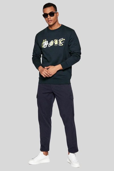 BOSS Pamuklu Baskılı Regular Fit Bisiklet Yaka Sweat Erkek Sweat 50472421 404