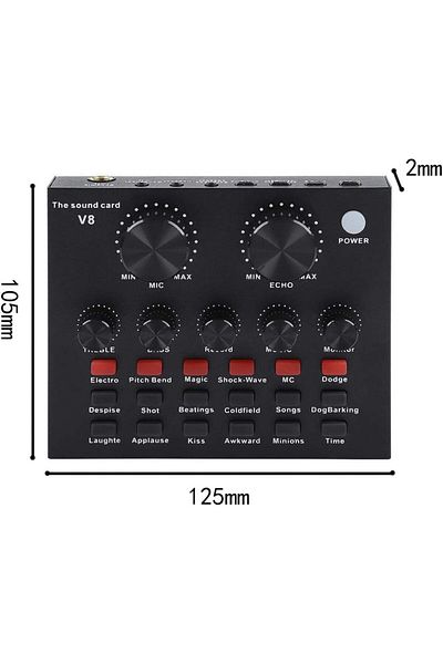 COOYA V8 Live Sound Card,External Voice Changer Sound Card with Multiple Sound Effects for Live Recording