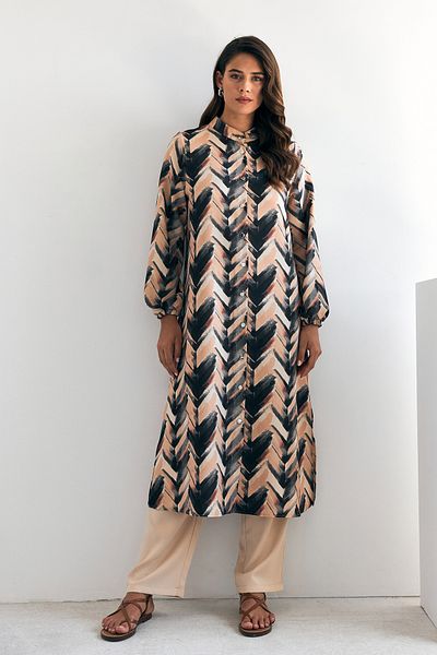 VAVİNOR Black Violet Long Tunic and Trousers Set