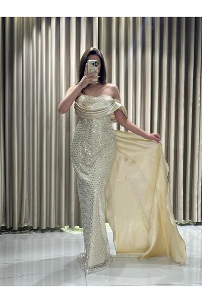 Kaleiçi Yıldızlar Gold Pul Payet Balık Model Abiye