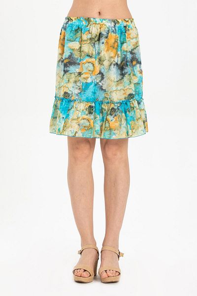 Eliş Şile Bezi Nesrin Voile Short Summer Skirt Turquoise Trkz