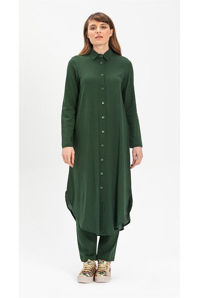 Eliş Şile Bezi Edanur Sile Cloth Seasonal and Summer Tunic Green Ysl