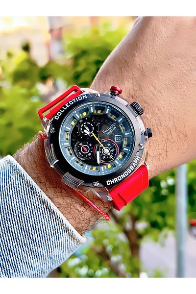 Ferrucci Ferrucci̇ Function 2024 Gs Fan Silicone Cord Men's Wrist Watch + Lucky Bracelet Gift