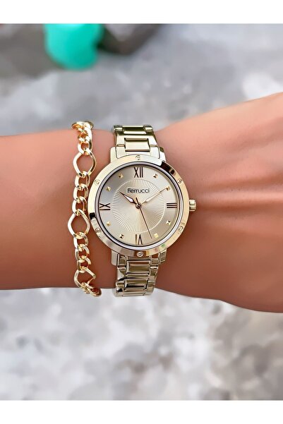 Ferrucci ÇELİK KORDON 3 ATM SU GEÇİRMEZ KADIN KOL SAATİ+BİLEKLİK HEDİYELİ