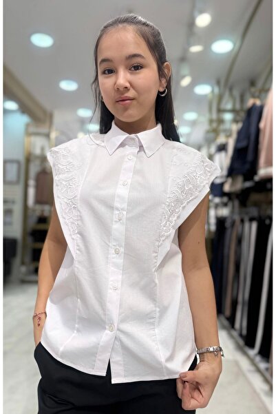 Minimoda Kids Güpürlü Kısakol Gömlek