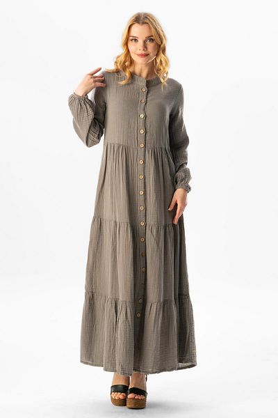 Eliş Şile Bezi Long Arm Sezen Seasonal Muslin Ferace Gray Gray