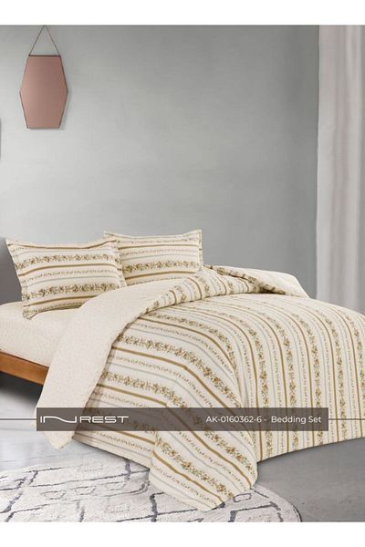INREST Single Comforter (170×230 cm) Light Yellow and Golden Brown, 100% Cotton